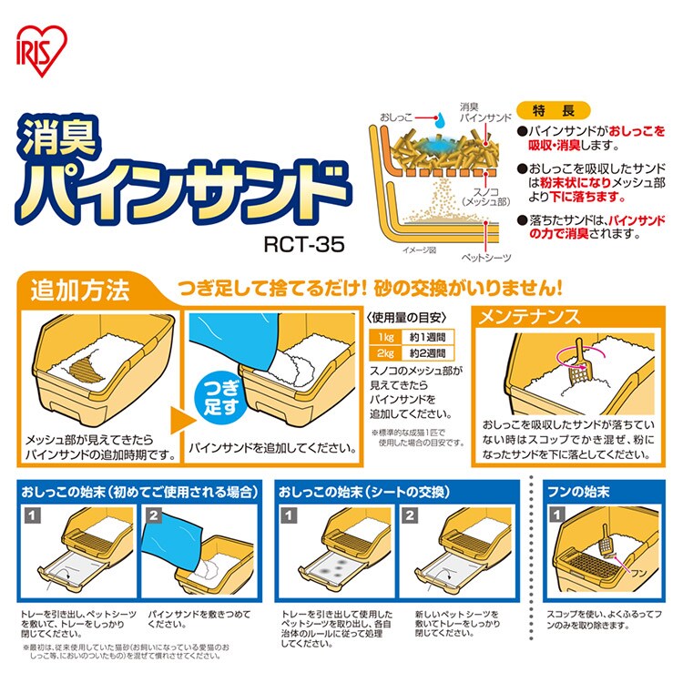3袋セット】 楽ちん猫トイレ 消臭・抗菌 パインサンド（6L） RCT-35