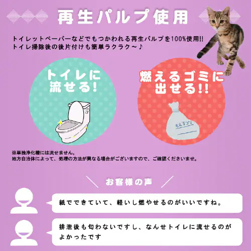 \おまけ1袋付き/【6袋セット】 紙の猫砂 7L トイレに流せる 燃やせる ペレットタイプ 猫砂 KMN-70N_8