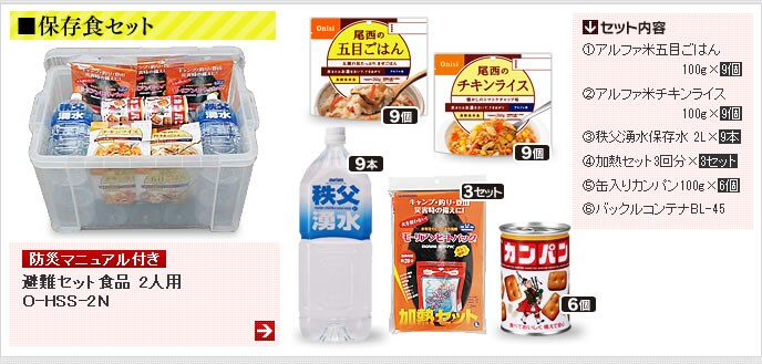 避難セット食品 2人用 O-HSS-2N