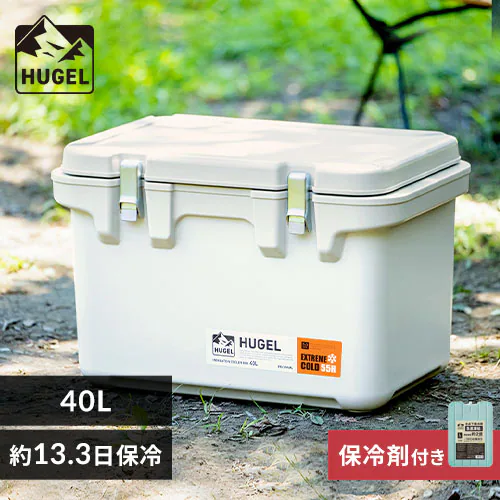【急速凍結保冷剤付き】クーラーボックス HUGEL 40L 約13.3日保冷 6面真空断熱パネル 真空断熱 VITC-40 ホワイトアッシュ_0