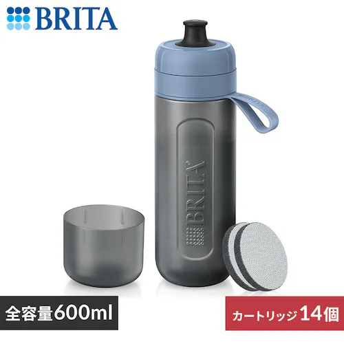 【浄水器 ボトル型+交換カートリッジ12個】 アクティブダークブルー 600ml カートリッジ2個付 + 交換用カートリッジ マイクロディスク 3個入×4_0