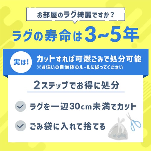 ラグ ラ・クッションラグ 185cm×185cm 2畳 厚さ3cm グレー ACRSB-1818