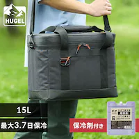 【超低温保冷剤M付き】HUGEL クーラーボックス エアロゲルソフトクーラーボックス 15L AGSC-15C チャコールグレー