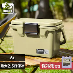 【超低温保冷剤M付き】HUGEL クーラーボックス 6L TC-6 カーキ