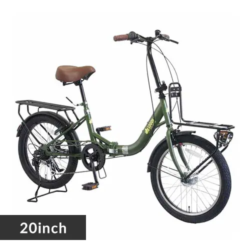 PELTECH LOGOS(ロゴス)20型折り畳み自転車 前後キャリア付き 大型砲弾オートライト付き LG-20FD-KH マットカーキ【時間指定不可】【プラザセレクト】【代引き不可】_0