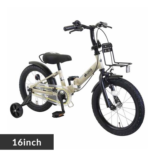 PELTECH LOGOS（ロゴス）16型折り畳み幼児自転車 （補助輪＆一本