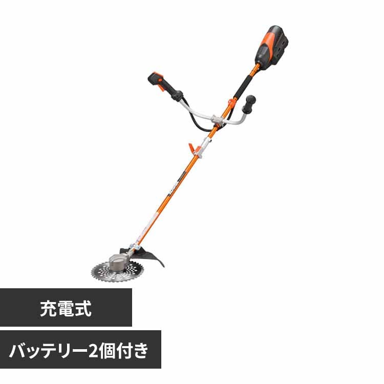 【バッテリー2個付き】充電式草刈機 黒・オレンジ PBC-3650-AAB 【プラザセレクト】
