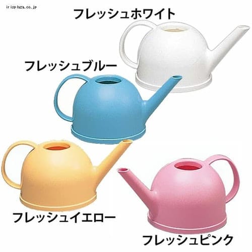 【クリックでお店のこの商品のページへ】ピーポット PP-10 フレッシュホワイト・フレッシュピンク・フレッシュイエロー・フレッシュブルー    可愛らしいイメージとマッチしたポップなカラーの水差しです。容量1リットルで、2～3鉢の水やりに最適です。カラーはポップなフレッシュホワイト、フレッシュピンク、フレッシュイエロー、フレッシュブルーの全4色です。