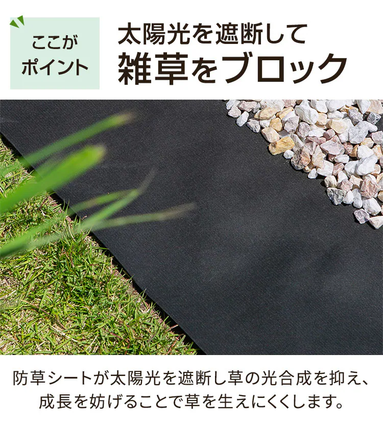 防草シート2枚組(Uピン杭40本+黒丸40枚) ブラック