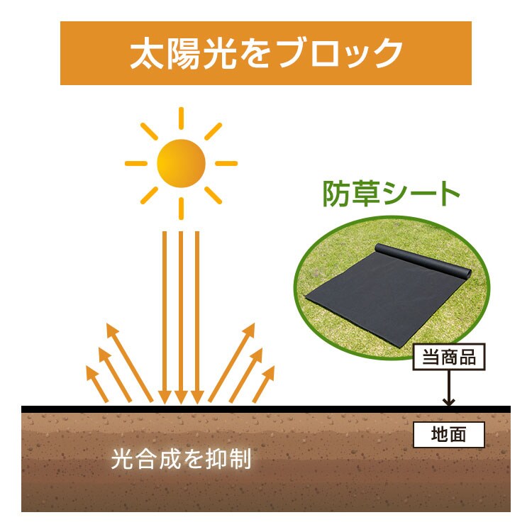 防草シート2枚組(Uピン杭40本+黒丸40枚) ブラック