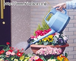 【クリックでお店のこの商品のページへ】アイリスジョーロIJ-33、IJ-45、IJ-65 ブルー・みかげ    本体とノズルの継ぎ目にフィルターが付いているのでゴミなどによる目詰まりを防止します。花壇・鉢植えなどの水やりに。