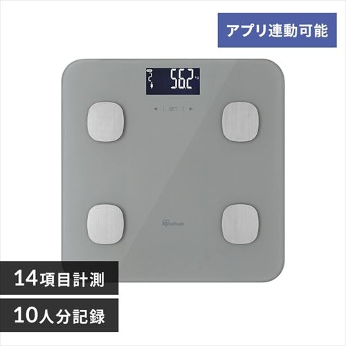 体重計 体組成計 スマホ 連動 IBCM-B212-H グレー 106065 │アイリス