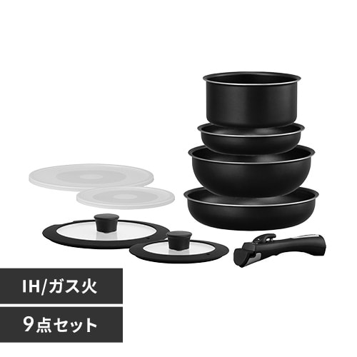 フライパン 9点セット IH/ガス火対応 ダイヤモンドコートパン NTF-SEI9