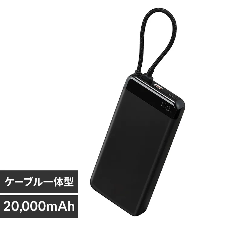 モバイルバッテリー 薄型 軽量 20000mAh CE-A20020-B ブラック 112127 