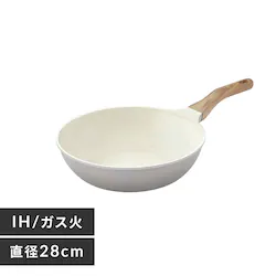 ナチュかるフライパン炒め鍋28cm IHガス火対応 NTL-W28PG パールグレー×アイボリー