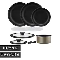 お得なセット内容♪ダイヤモンドコートパン 9点セットA IH/ガス火対応 IPDCI-T9S メタリックグレージュ