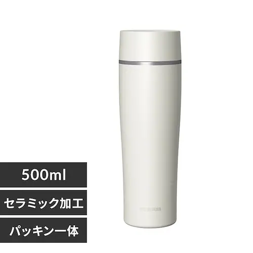 飲み物の味が変わりにくい♪ セラミックコーティングマグボトル 500ml CMSS-500 ホワイト_0
