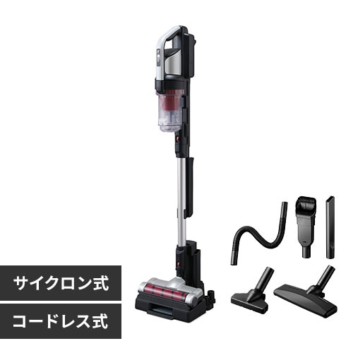 ＜アイリスプラザ＞ 充電式サイクロンスティッククリーナー パワーヘッド モップスタンド付 SCD-131P シルバー + 別売アタッチメントツールセット MTS31画像