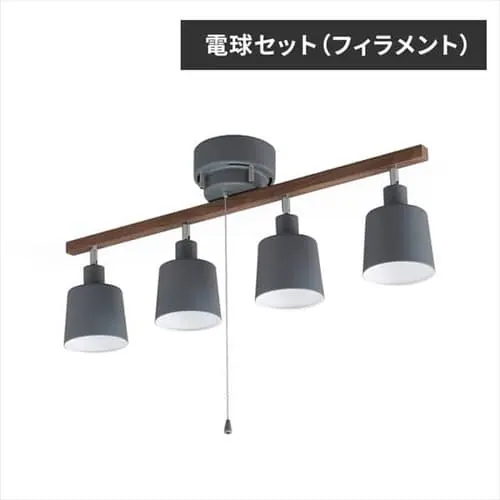 電球セット】 4灯シーリングライト ストレートタイプ プルスイッチ式 