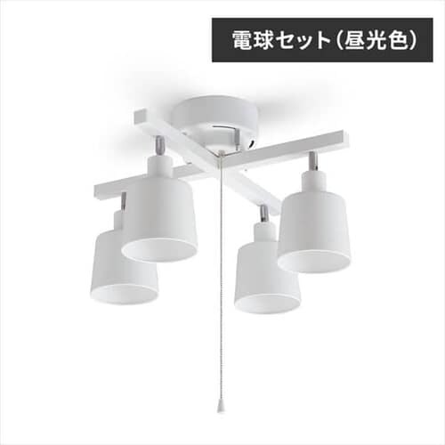 【電球セット】 4灯シーリングライト クロスタイプ プルスイッチ式 E26 CE4LA-20C-W ホワイト (昼光色)_0