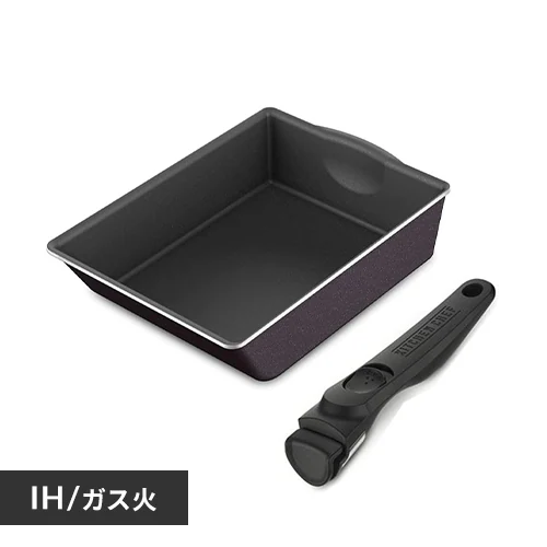 フライパン 卵焼き IH/ガス火対応 ダイヤモンドコートパンD-plus エッグパン PDCI-SE マルベリーパープル (マルチハンドル付き)_0