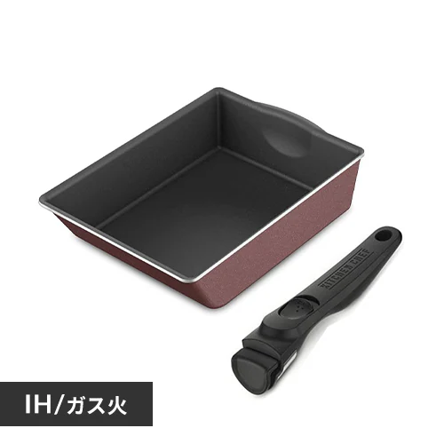 フライパン 卵焼き IH/ガス火対応 ダイヤモンドコートパンD-plus エッグパン PDCI-SE ローズマダーレッド (マルチハンドル付き)_0