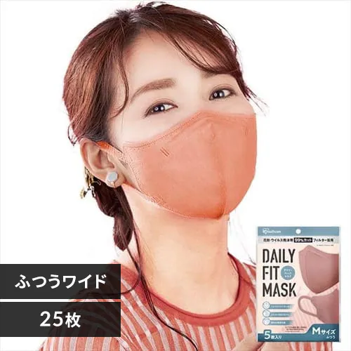 【25枚】 DAILY FIT MASK カラーマスク 5枚入×5 Mサイズ(ふつうワイドサイズ) ピンク【代引き不可】_0