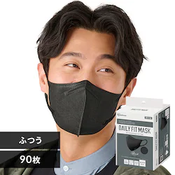 【90枚】 DAILY FIT MASK カラーマスク ふつうサイズ 30枚入×3 ブラック