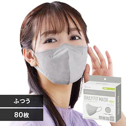 【80枚】 DAILY FIT MASK フィルタープラス カラーマスク ふつうサイズ 20枚入×4 ニュアンスグレー