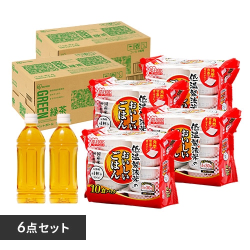 相性抜群セット(パックご飯180g×40食+アイリス緑茶500ml×48本)