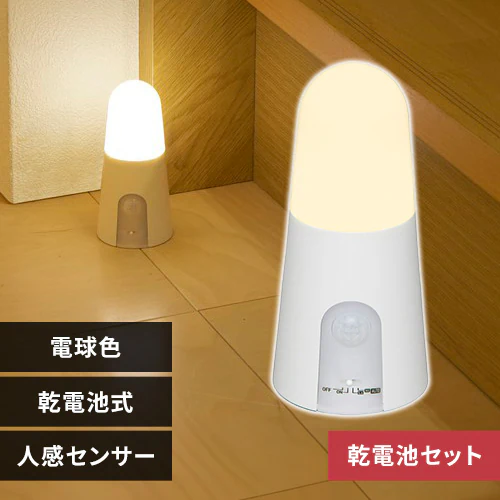 【すぐに使える乾電池セット】 センサーライト LED 乾電池式 スタンドタイプ 電球色 BSL40SL-WV2_0