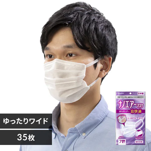 【35枚】 ナノエアー マスク ゆったりワイドサイズ 7枚入×5個セット プリーツタイプ_0