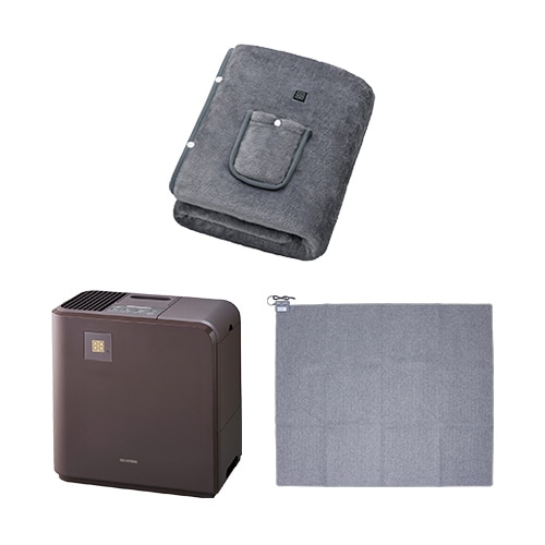 【冬物セット】USB電気毛布 130×80cm / 加湿器 ハイブリット式 5L ブラウン / ホットカーペット 3畳 195×235p