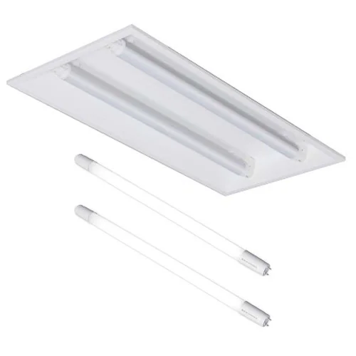 【工事必要】直管用専用器具 防塵防湿灯器具 20形2灯 片側給電 ランプ2本セット_0