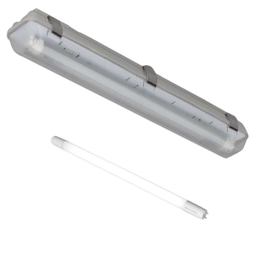 【工事必要】直管用専用器具 防塵防湿灯器具 20形1灯 両側給電 ランプ1本セット