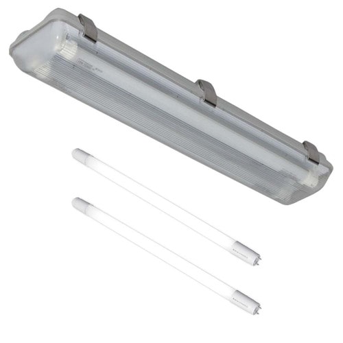 【工事必要】直管用専用器具 防塵防湿灯器具 20形2灯 両側給電 ランプ2本セット