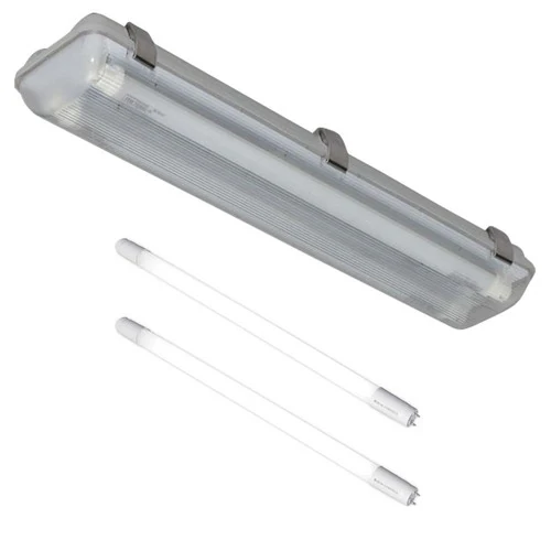 【工事必要】直管用専用器具 防塵防湿灯器具 20形2灯 両側給電 ランプ2本セット_0