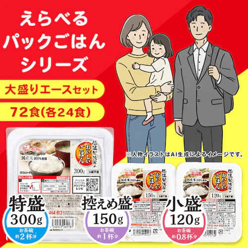 【72食】大盛りエースセット パックご飯 120g+150g+300g_0