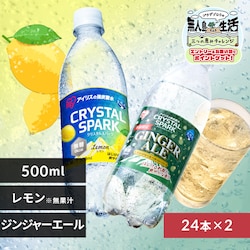 <<組み合わせが選べる強炭酸水>>CRYSTAL SPARK 500ml×48本 ジンジャーエールフレーバー×レモン