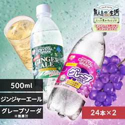 <<組み合わせが選べる強炭酸水>>CRYSTAL SPARK 500ml×48本 ジンジャーエールフレーバー×グレープソーダ