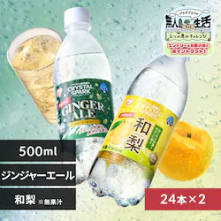 <<組み合わせが選べる強炭酸水>>CRYSTAL SPARK 500ml×48本 ジンジャーエールフレーバー×和梨フレーバー