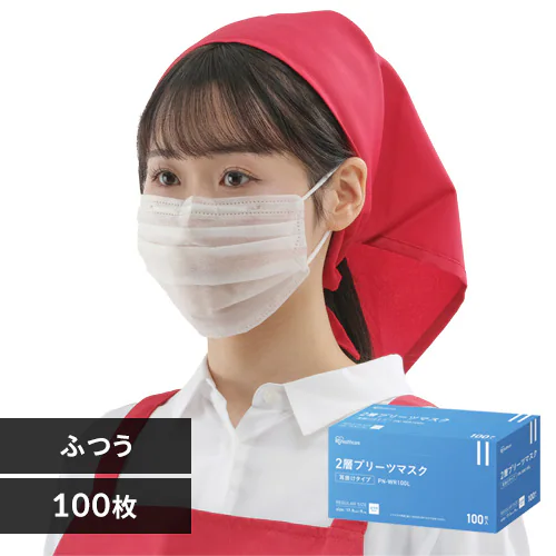 【100枚】 マスク 2層プリーツ ふつうサイズ