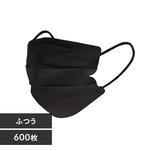 【アウトレット品】プリーツマスク ふつうサイズ 600枚 ブラック マスク プリーツ_0
