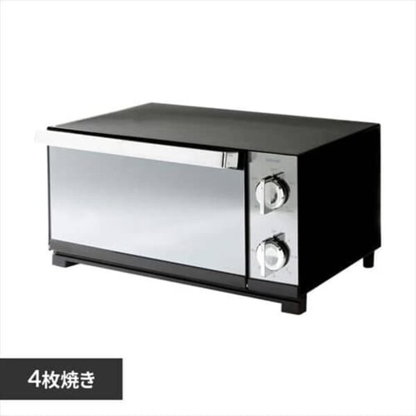 オーブントースター ミラー 4枚焼き POT-413-B ブラック 7058121 