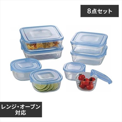 Iwaki 角型8点セット アクアブルー PS-NPR-8B 【プラザセレクト】 7109526│アイリスプラザ│アイリスオーヤマ公式通販サイト