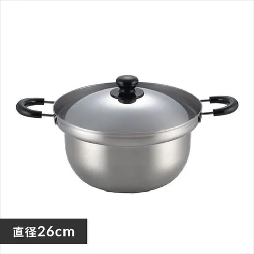 ヨシカワ くるめん亭 ふきこぼれにくい両手鍋 26cm_0