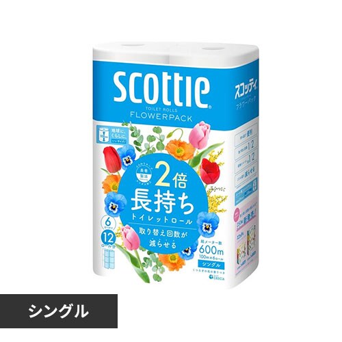  【単品・セット】日本製紙クレシア スコッティ フラワーパック 2倍巻き（6ロールで12ロール分） トイレット 100mシングル 【プラザセレクト】【プラザマーケット】