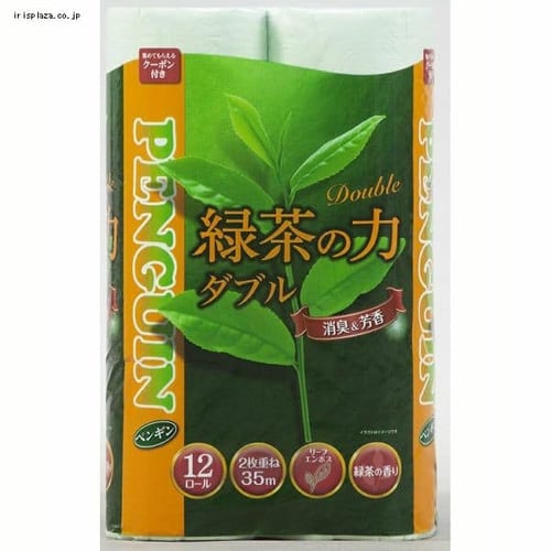  【単品・セット】ペンギン緑茶の力（再生紙）丸富製紙 35m 12Rダブル1861 グリーン 【プラザセレクト】
