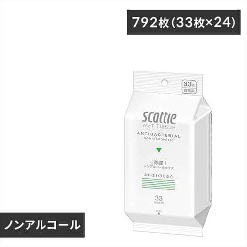 ＜アイリスプラザ＞ 日本製紙クレシア（株） ［24個セット］スコッティ ウェットティシュー除菌ノンアルコールタイプ 携帯用 33枚 【プラザマーケット】画像