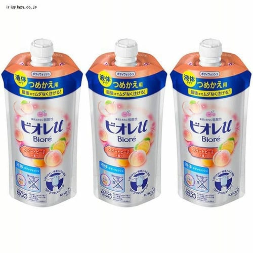  【予約】花王 【3個セット】ビオレu スイートピーチの香り つめかえ用 340ml 【プラザセレクト】【プラザマーケット】 ※8〜14営業日以内に発送予定